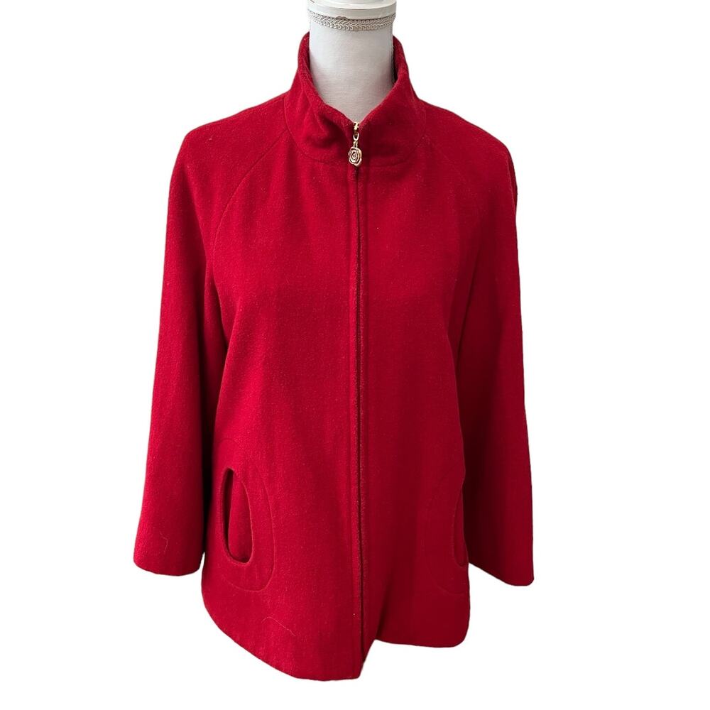 Betsey Johnson Wool Dolman Sleeve Cape Coat Red S